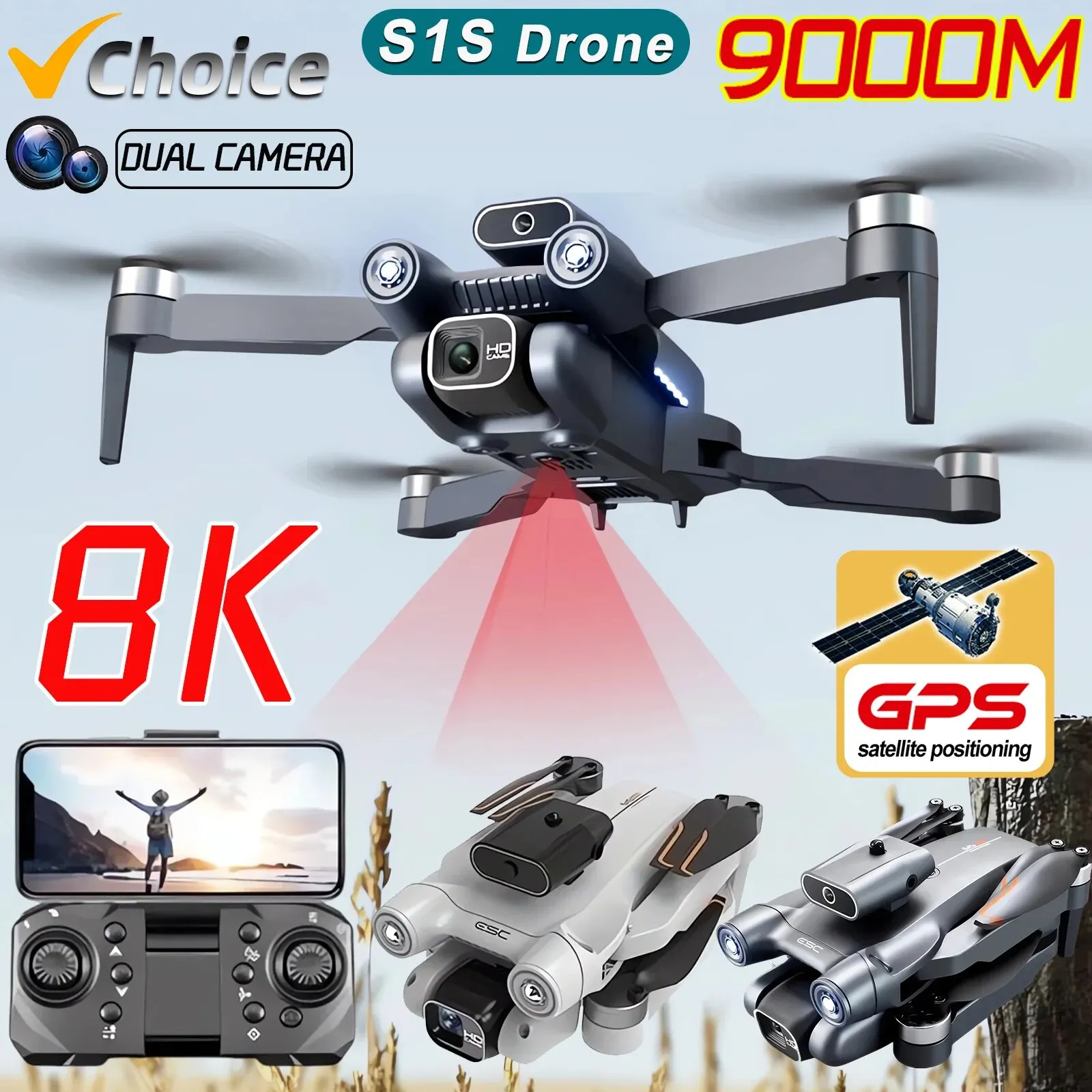 Drone Camera With Gimbal - New S1S 5G GPS Drone Camera